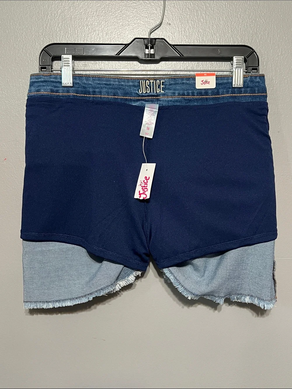Justice Denim Skort Light Wash Distressed Mini Skirt with Shorts – Size 18